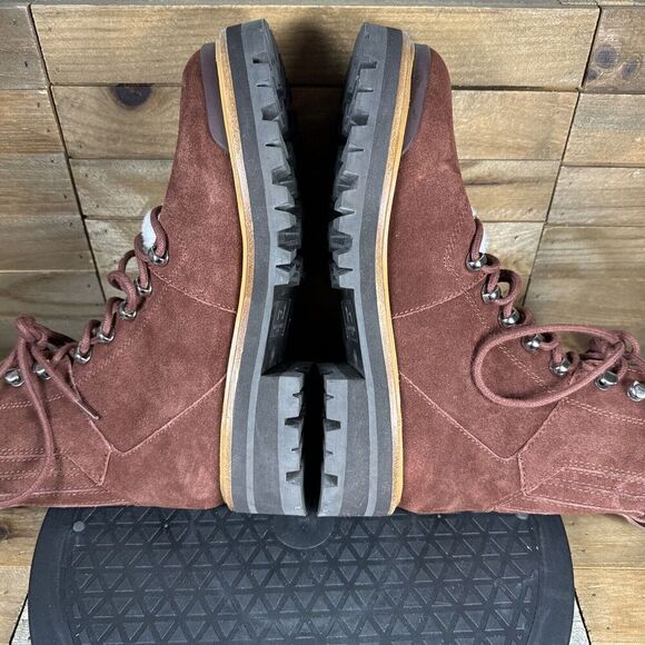 Marc Fisher LTD Lizzie Womens 7 Red Suede Leather Lace Up Fur Trim Ankle Boot - Picture 9 of 11